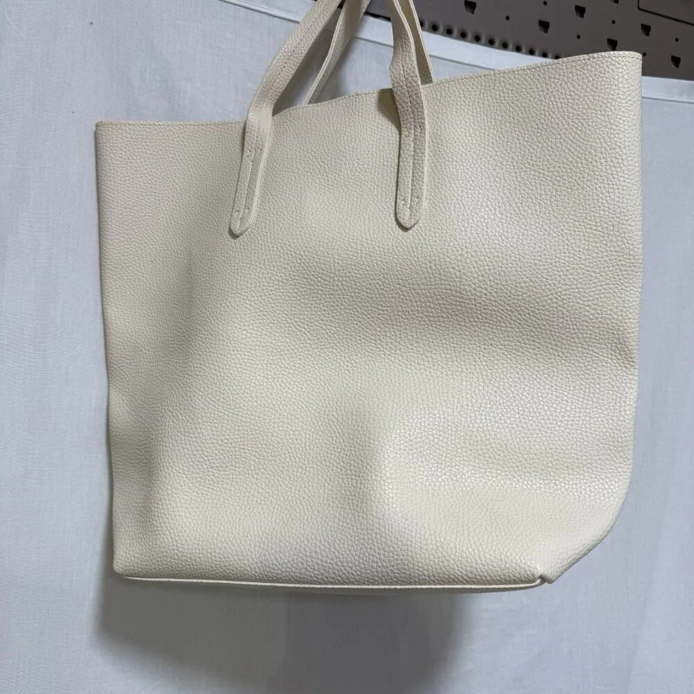 ULTA BEAUTY Tote Bag Purse Faux Leather Suede Cream EUC